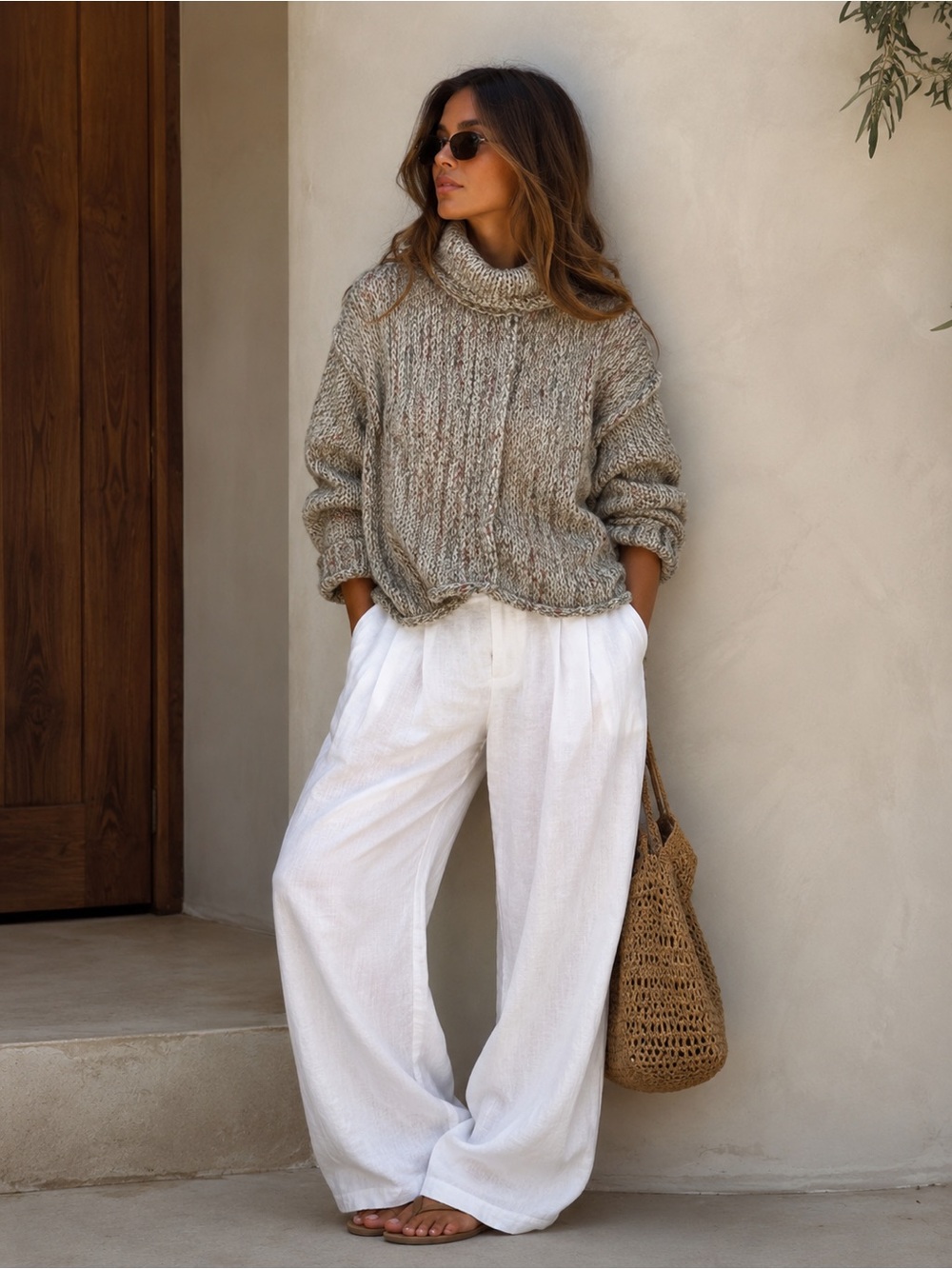 Anthro Pilcro Chunky Knit Turtleneck Sweater Specked Cozy Lodge Cropped Pullover